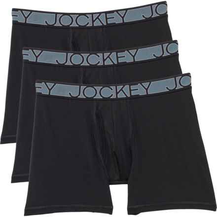 Jockey Solid Microfiber Boxer Briefs - 3-Pack in Black