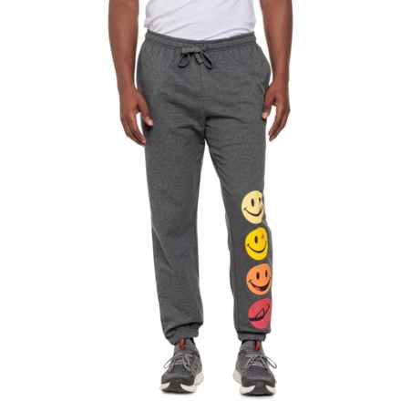 Joe Boxer Smiley Face Brushed-Back Fleece Pants in Charcoal Heather