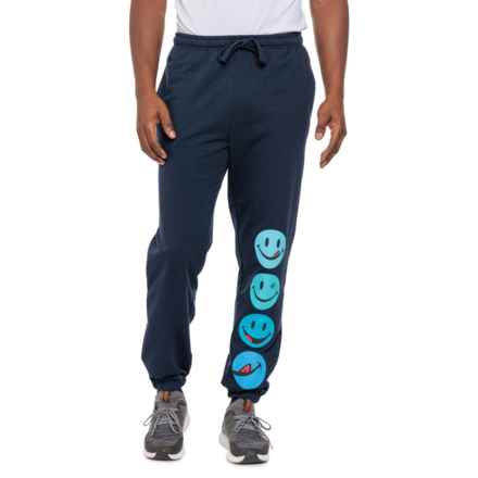 Joe Boxer Smiley Face Brushed-Back Fleece Pants in Naval Academy