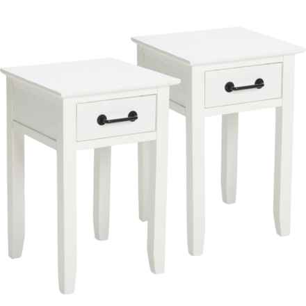 Jofran Acacia Solid End Tables - 2-Piece Set, 15x15x23” in White