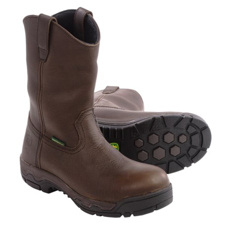 John Deere Footwear Pull-On Work Boots – Waterproof, Leather (For Men)