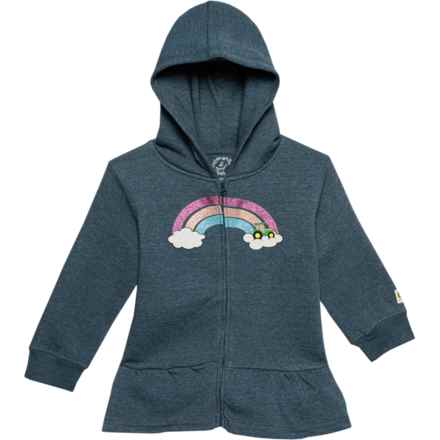 John Deere Girls Rainbow Peplum Zip Hoodie in Navy