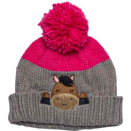 John Deere Horse Pom Beanie (For Toddler Girls) in Pink