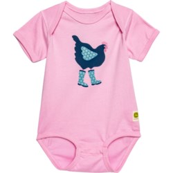 John Deere Infant Girls Chicken Boots Baby Bodysuit - Short Sleeve in Pink