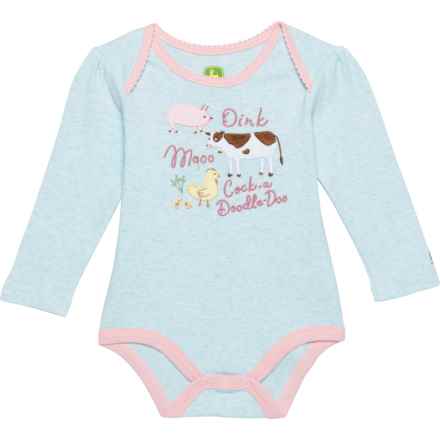 John Deere Infant Girls Oink Moo Baby Bodysuit - Long Sleeve in Multi