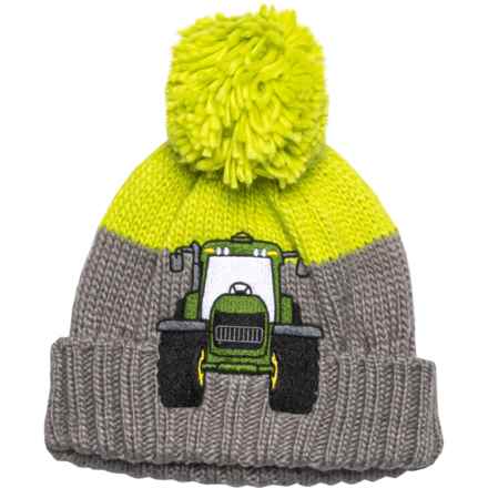 John Deere Tractor Pompom Winter Hat (For Toddler Boys) in Lime