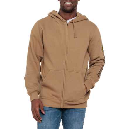 John Deere Trademark Logo 1942 Hoodie - Full Zip in Construction Brown Cobw Od