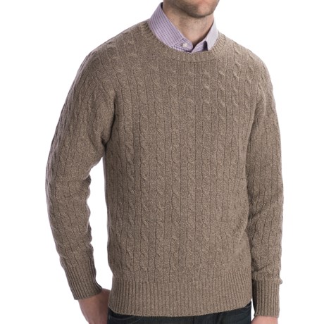 Johnstons of Elgin Cashmere Sweater - Cable Knit (For Men) in Mushroom