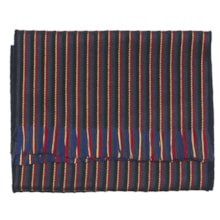 Johnstons of Elgin College Striped Scarf - Woven Merino Wool in Navy/Red - Closeouts