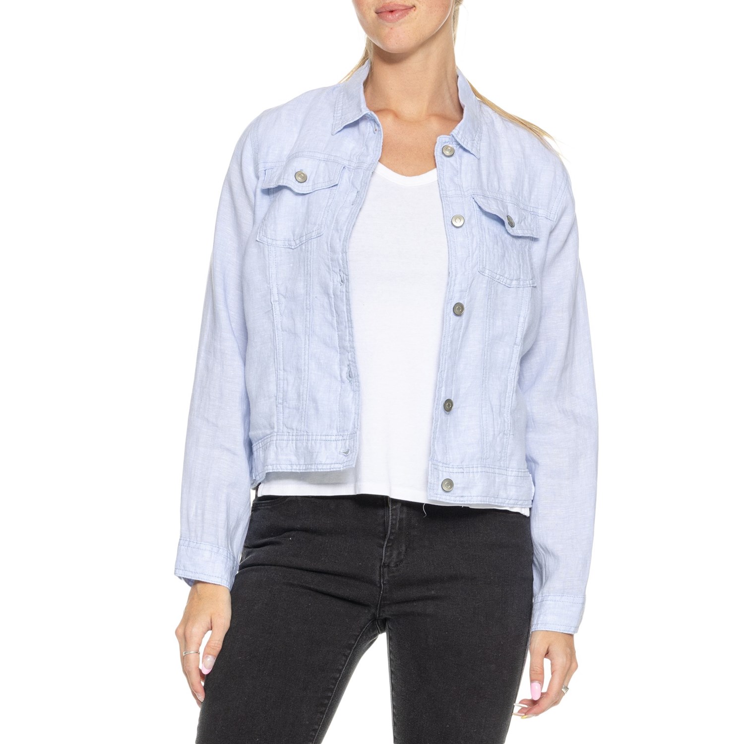 Jones & Co Jones New York Linen Jean Jacket - Save 45% Jones & Co Jones New York Linen Jean Jacket - Save 45%
