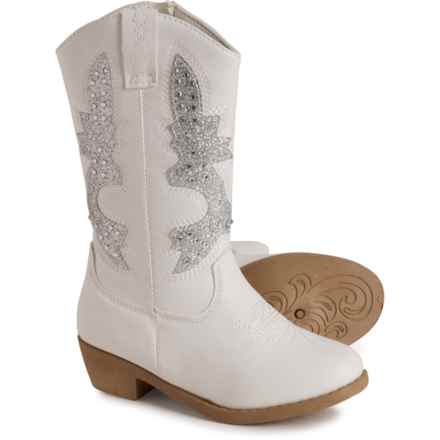 JOSMO Girls Cowgirl Boots in White Silver Side
