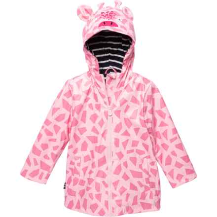 Joules Big Girls Riverside Rain Jacket - Waterproof in Pink Giraffe
