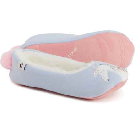 Joules Girls Dreama Slippers in Blue White Horse