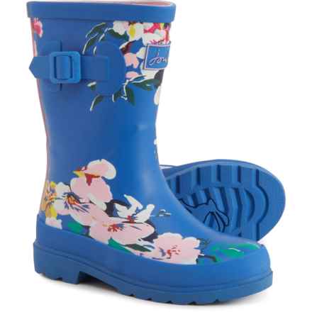 Joules Girls Welly Print Rain Boots - Waterproof in Blue Floral