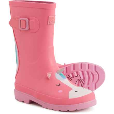 Joules Girls Welly Print Rain Boots - Waterproof in Pink Silver Unicorn
