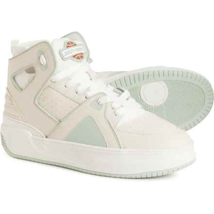 JUST DON Made in Italy Basketball Courtside High-Top Sneakers - Leather (For Men) in Cream/Mint
