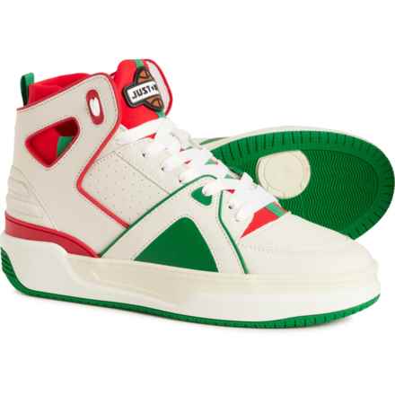 JUST DON Made in Italy Basketball Courtside High-Top Sneakers - Leather (For Men) in White/Green/Red