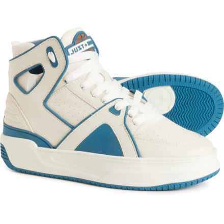 JUST DON Made in Italy Basketball Courtside High-Top Sneakers - Leather (For Men) in White/Teal