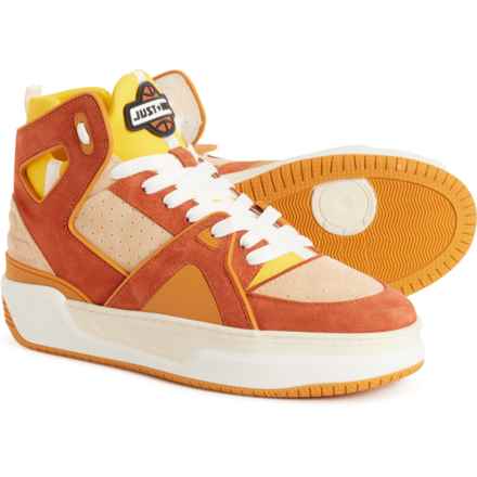JUST DON Made in Italy Basketball Courtside High-Top Sneakers - Suede (For Men) in Orange Suede