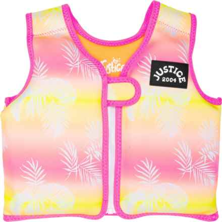 Justice Swim Training Floatation Vest (For Boys and Girls) in Pink Ombre Palm