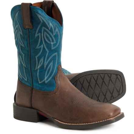Justin Canter 11” Western Work Boots - Water Buffalo Leather, Square Toe (For Men) in Shadow Grey