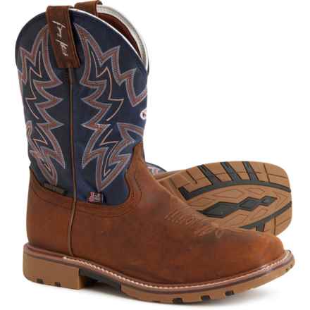 Justin Dusty 11” Western Work Boots - Waterproof, Leather, Square Toe (For Men) in Brown