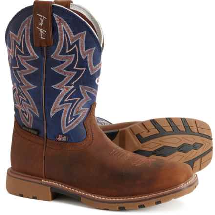Justin Dusty 11” Western Work Boots - Waterproof, Leather, Wide Width (For Men) in Cedar Brown