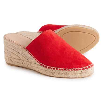 JUTELIA Made in Spain Open-Back Wedge Espadrilles - Suede (For Women) in Red