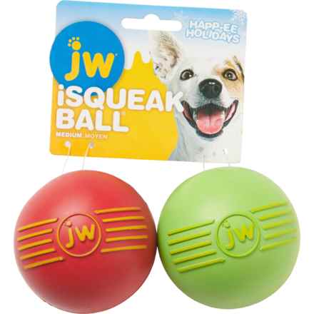 JW iSqueak Ball - 2-Pack, Medium in Red/Green