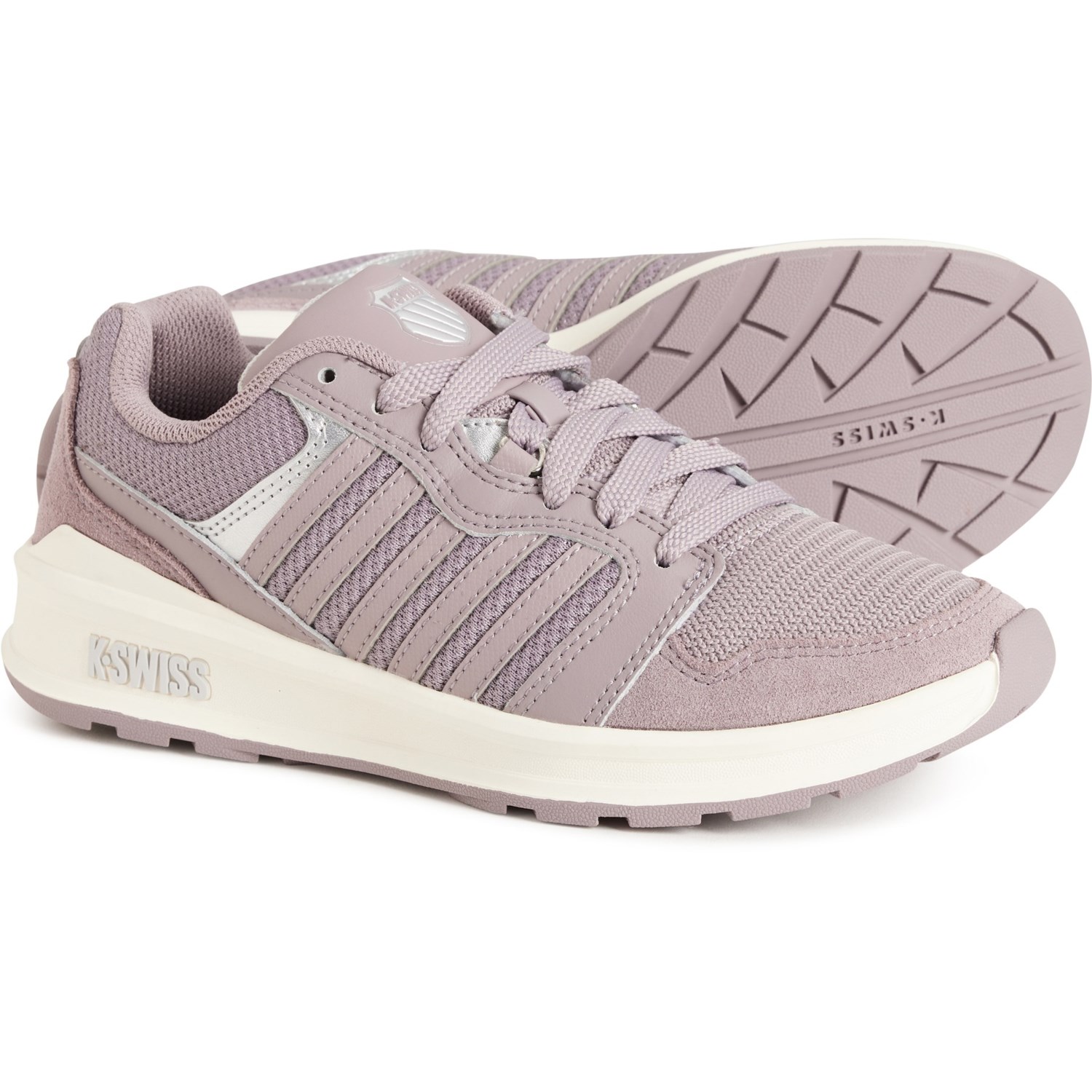 K-Swiss Rival Trainer T - Scarpe Da Ginnastica Donna In Pelle, Bianche, Suola In Gomma, Stile Vintage - 5