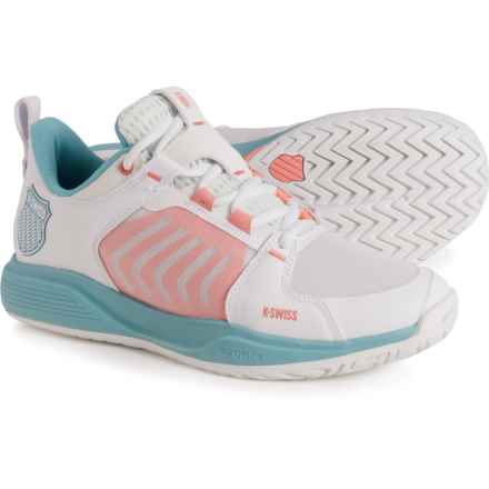 K-Swiss Ultrashot Team Tennis Shoes (For Women) in White/Pink/Lt Blue