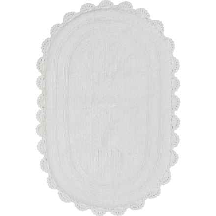 KAGYA 100% Cotton Oval Bath Rug With Crochet Border - 21x34”, White in White