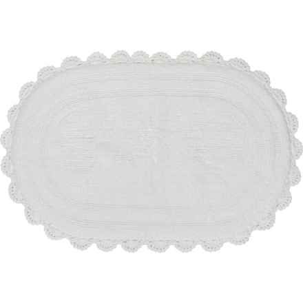 KAGYA 100% Cotton Oval Bath Rug With Crochet Border - 21x34”, White in White