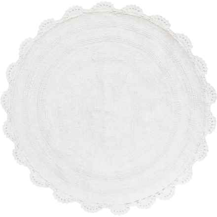 KAGYA 100% Cotton Round Bath Rug with Crochet Border - 24”, White in White