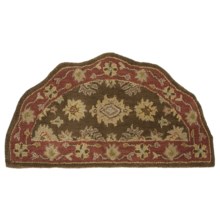 Kaleen Bombay Scalloped Halfmoon Hearth Rug - Wool, 21x42" in Chocolate - Closeouts