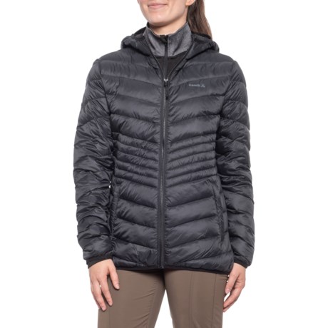 women's black packable down jacket