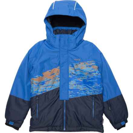 Kamik Big and Little Boys Jax Printed Color-Block Ski Jacket - Waterproof, Insulated in Meteor Blue