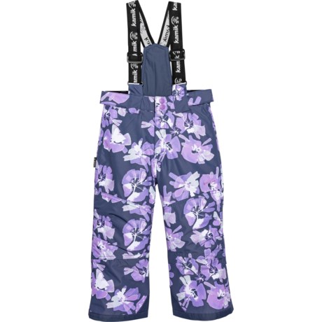 Kamik Big Girls Aspen AOP Ski Pants - Waterproof, Insulated in Pansy/Night Floral