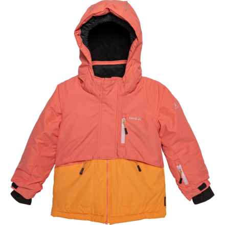 Kamik Big Girls Clover Color-Block Ski Jacket - Waterproof, Insulated in Coral/Orange