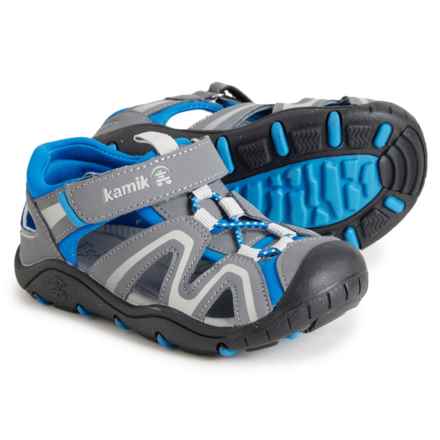 Kamik Boys Kick Sport Sandals in Charcoal/Blue