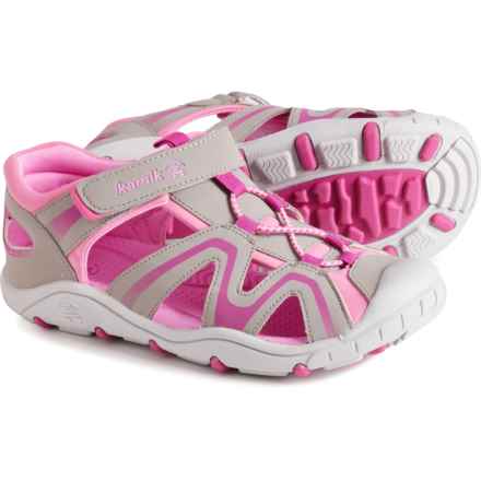Kamik Girls Kick Sport Sandals in Light Grey/Pink