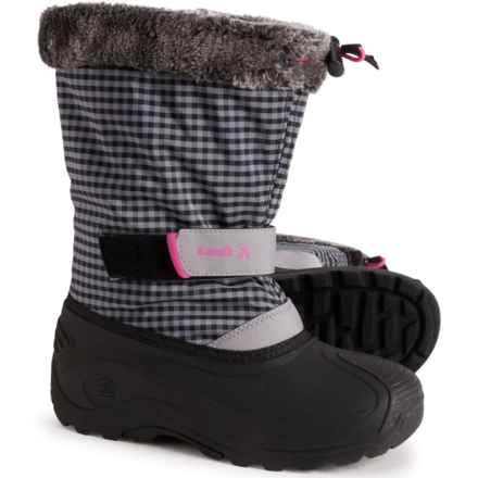 Kamik Girls Mini 2 Winter Boots - Waterproof, Insulated in Plaid/Grey/Pink