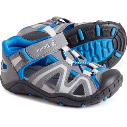 Kamik Little Boys Kick Sport Sandals in Charcoal/Blue