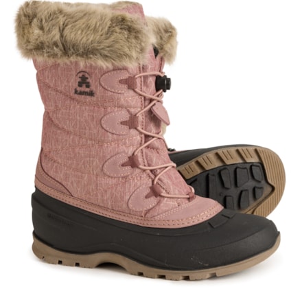 Bottes D'hiver KHOMBU Taille 10 Femme - Suède Rose Avec Vraie Fourrure - Très Peu Portées