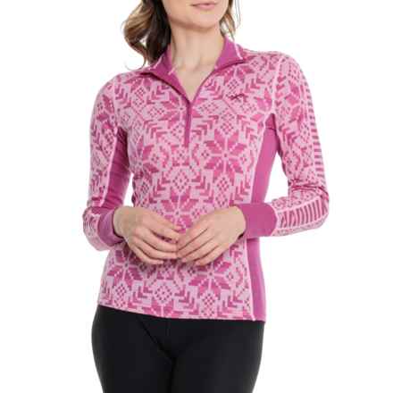 Kari Traa Else Base Layer Top - Zip Neck, Merino Wool, Long Sleeve in Fucha