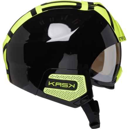 Kask Stealth Shine Ski Helmet with Mirror Visor in Black/Yellow Fluo