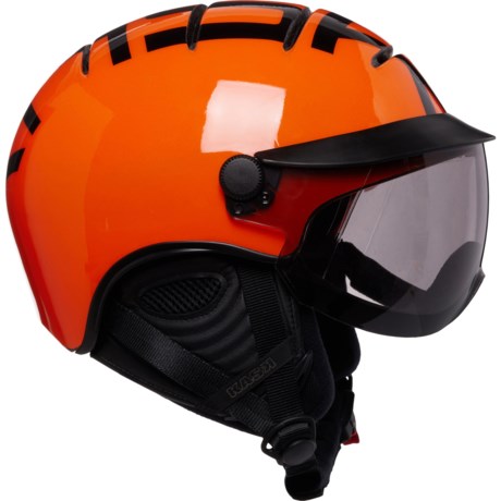 Kask Style Ski Helmet with Visor in Orange/Black