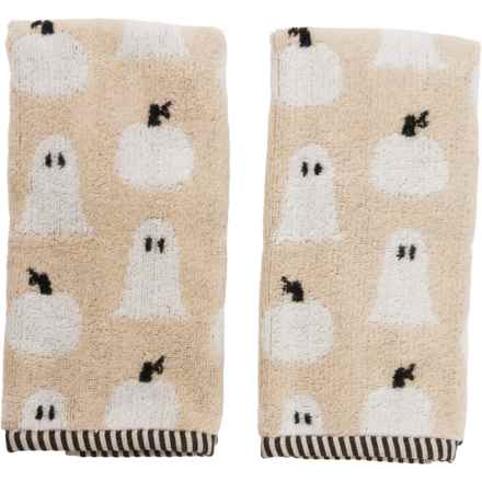 Kassatex Spooky Pumpkins Jacquard Hand Towel Set - 2-Pack, 18x28” in Birch/White/Black