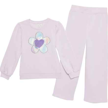 KATE MACK Little Girls Daisy Sweatshirt and Sweatpants Set in Purple