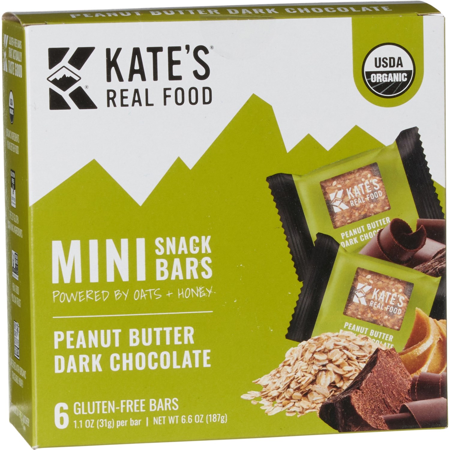 Kate's Real Food Peanut Butter Dark Chocolate Mini Snack Bars 6Pack